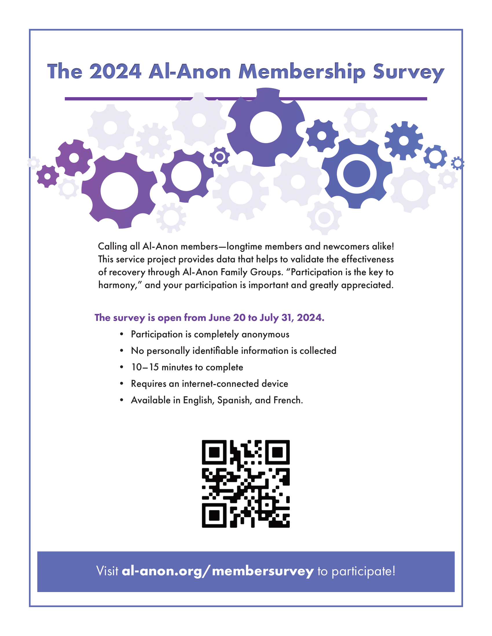 The flyer for 2024 Al-Anon Membership Survey