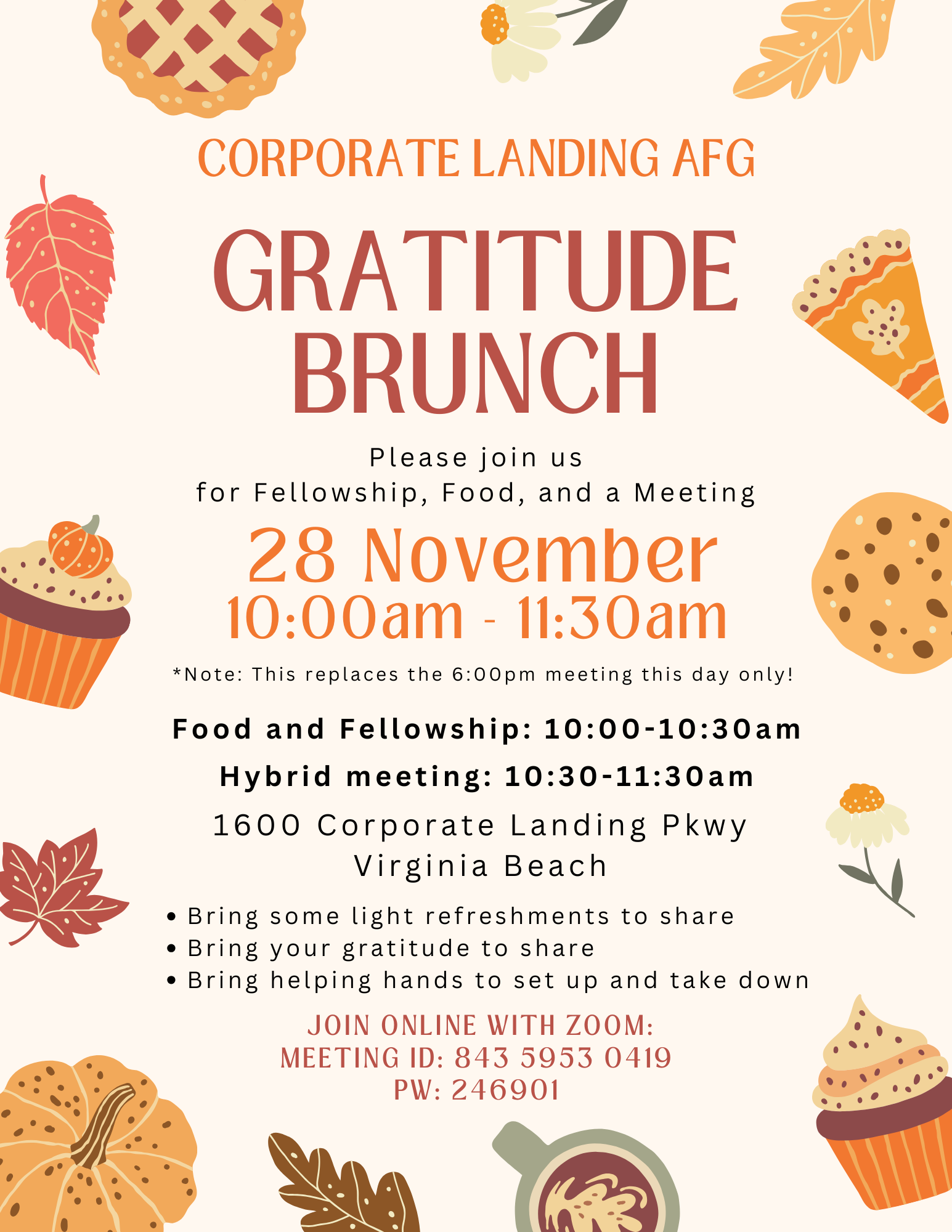 Corporate Landing Gratitude Brunch November 28 at 10:00 am