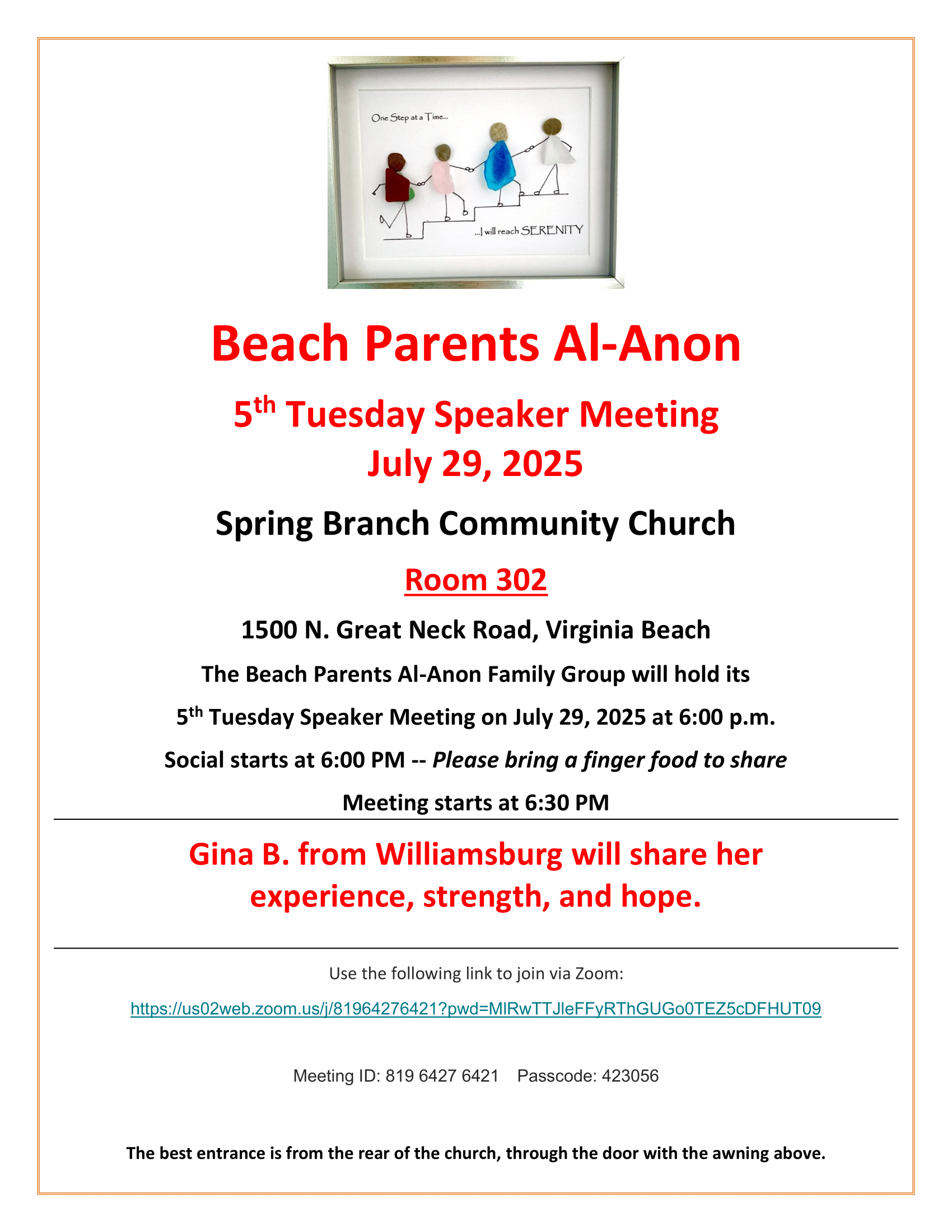 Beach Parents Al-Anon 5th Tuesday Speaker Meeting