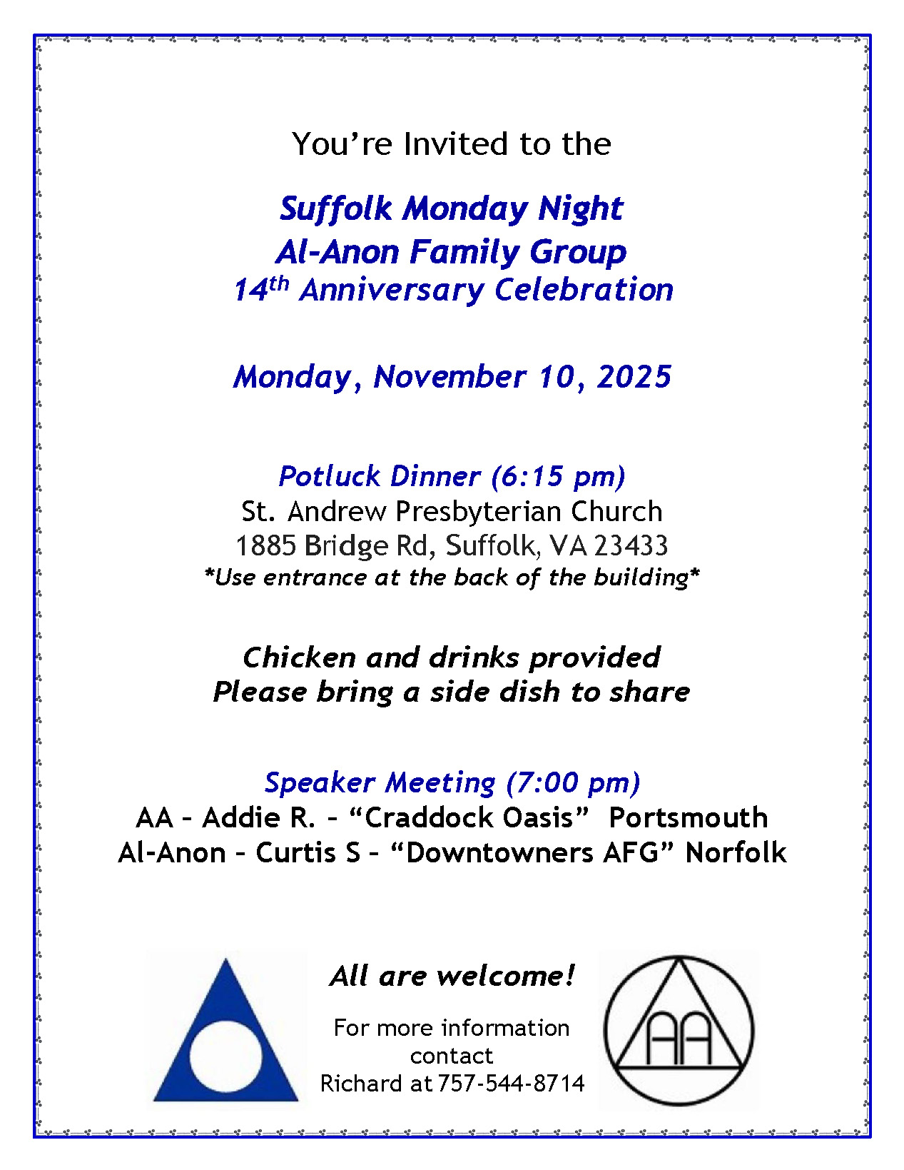 Suffolk Monday Night Al-Anon Family Group 14th Anniversary
